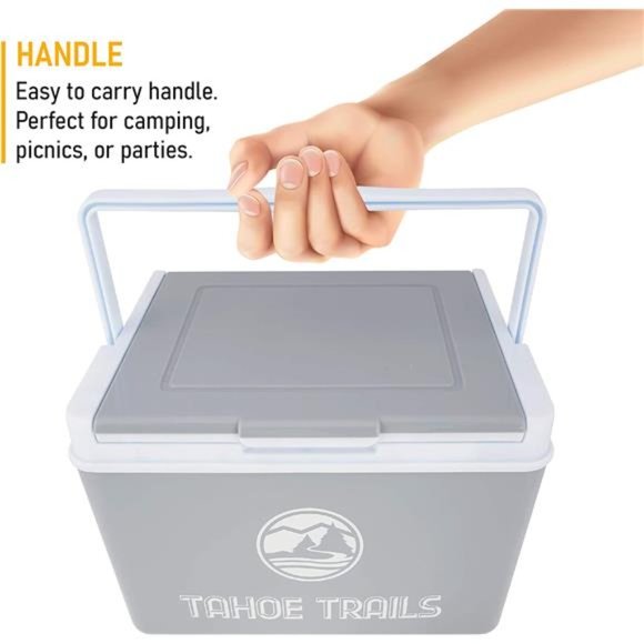 24Quart Ice Cooler Chest with Strong Handle for Camping, Gray - Picture 4 of 6